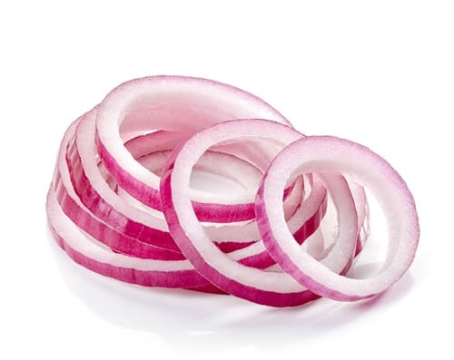 Red onions sliced