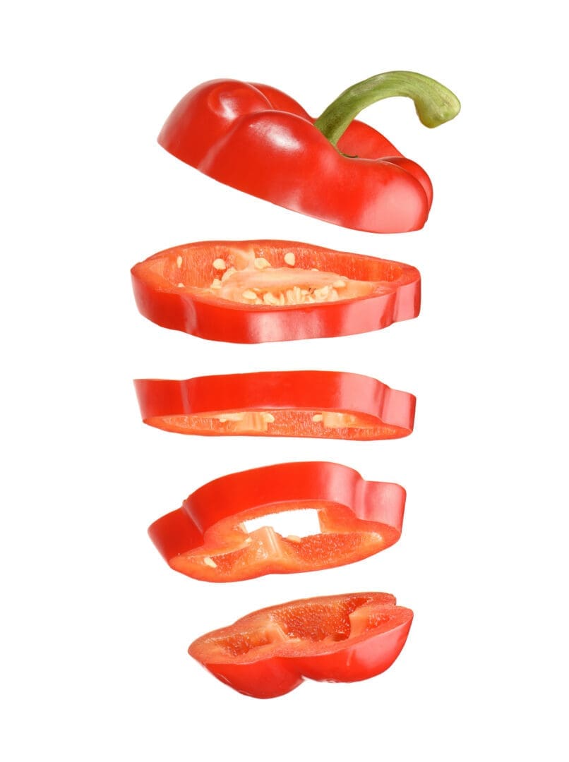 red pepper sliced falling 1