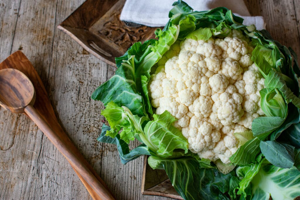 raw and uncooked cauliflower